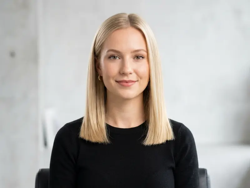 Shoulder-length blunt cut for thin hair.