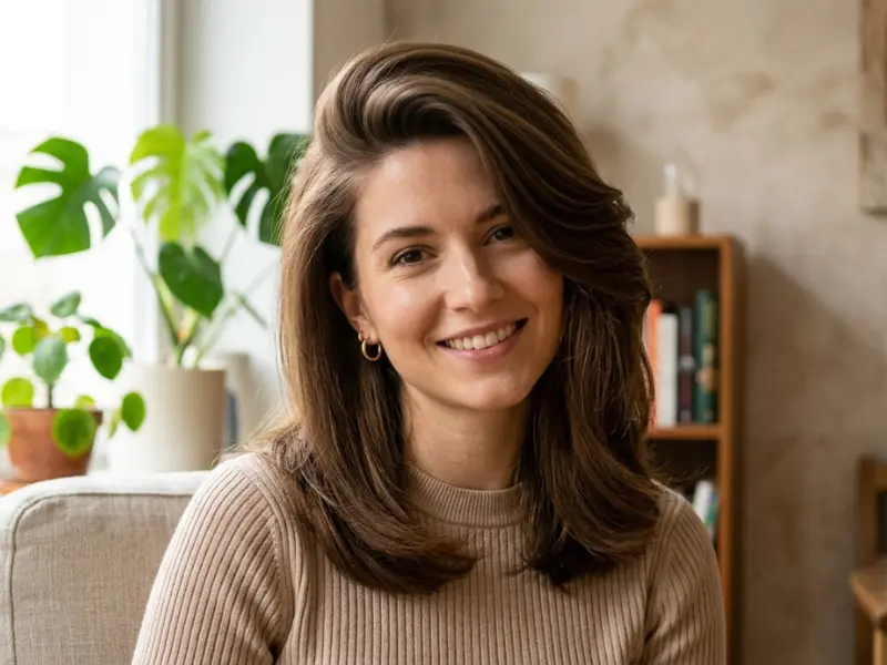 Side-part volume flip hairstyle for thin hair.