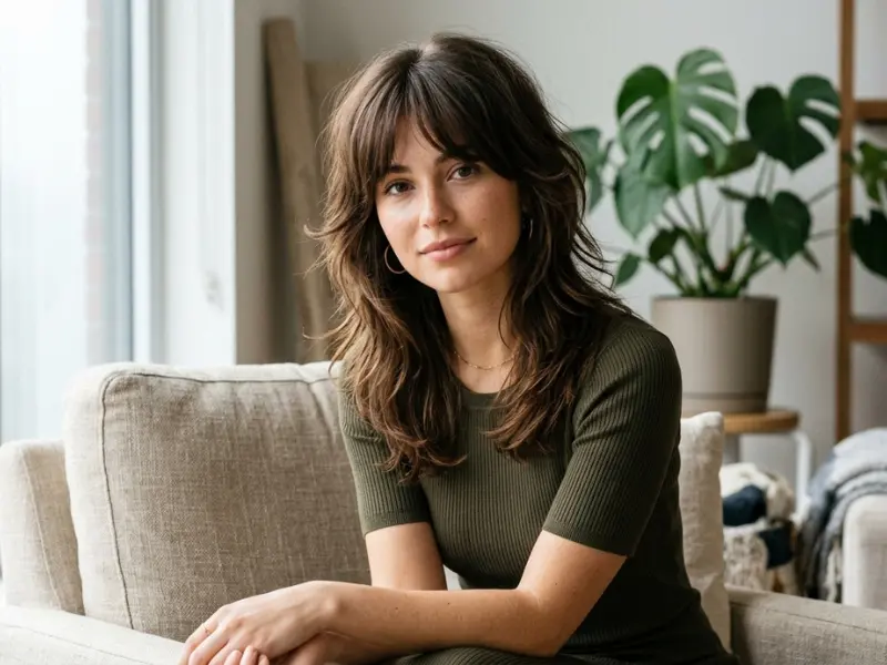 Soft wolf cut hairstyle for thin fine hair.